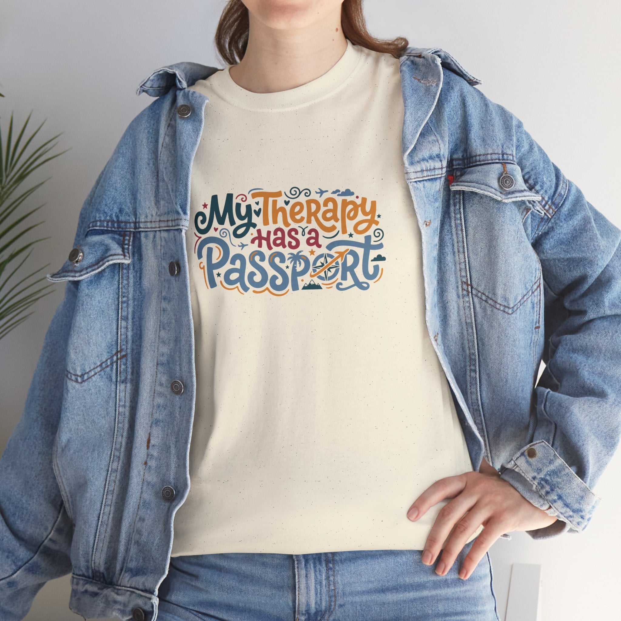 T-Shirt — "My Therapy Has a Passport" Travel Therapy Tee