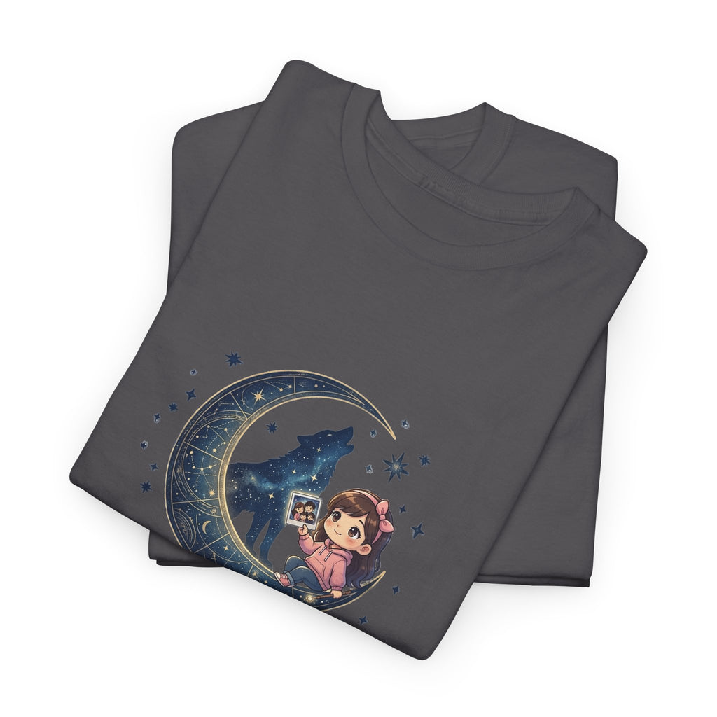 Moon Child Energy T-Shirt — Cute Wolf & Moon Graphic Tee