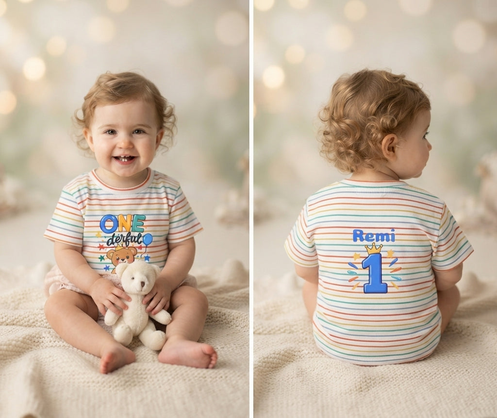 1st Birthday Toddler Shirt – ONE-derful Bear Tee | Personalized