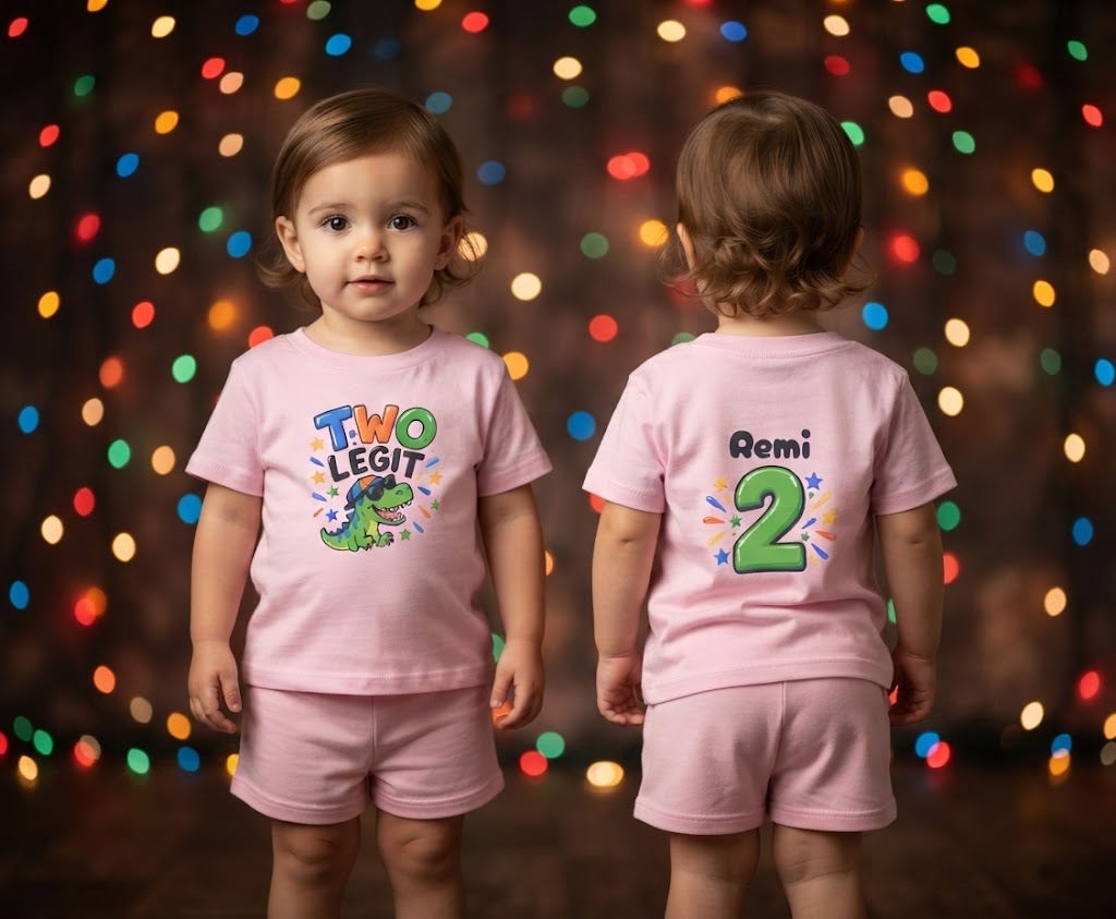 2nd Birthday Toddler Shirt – TWO LEGIT Dino Tee | Personalized