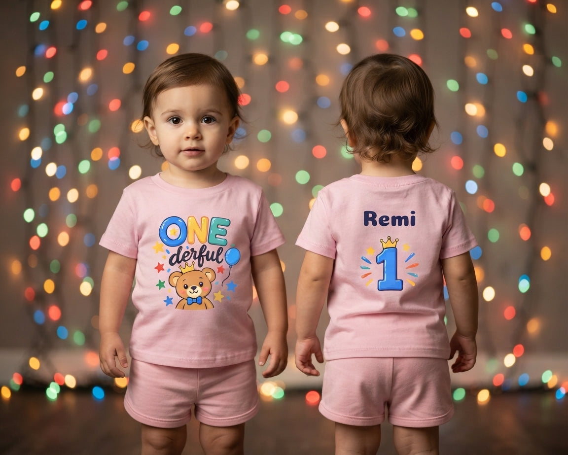 1st Birthday Infant Shirt – ONE-derful Bear Tee | Custom Name