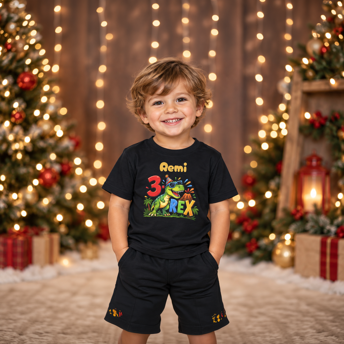 3rd Birthday Toddler Shirt – Remi 3 Rex Dinosaur Tee | Personalized