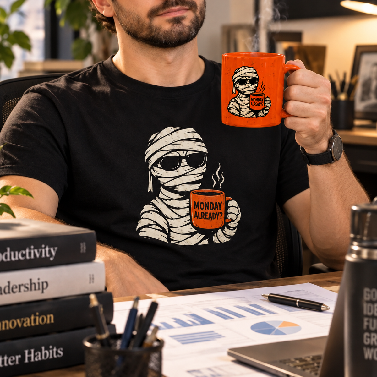 Funny Halloween Mug - Monday Already Mummy Coffee Cup | 11 oz Ceramic