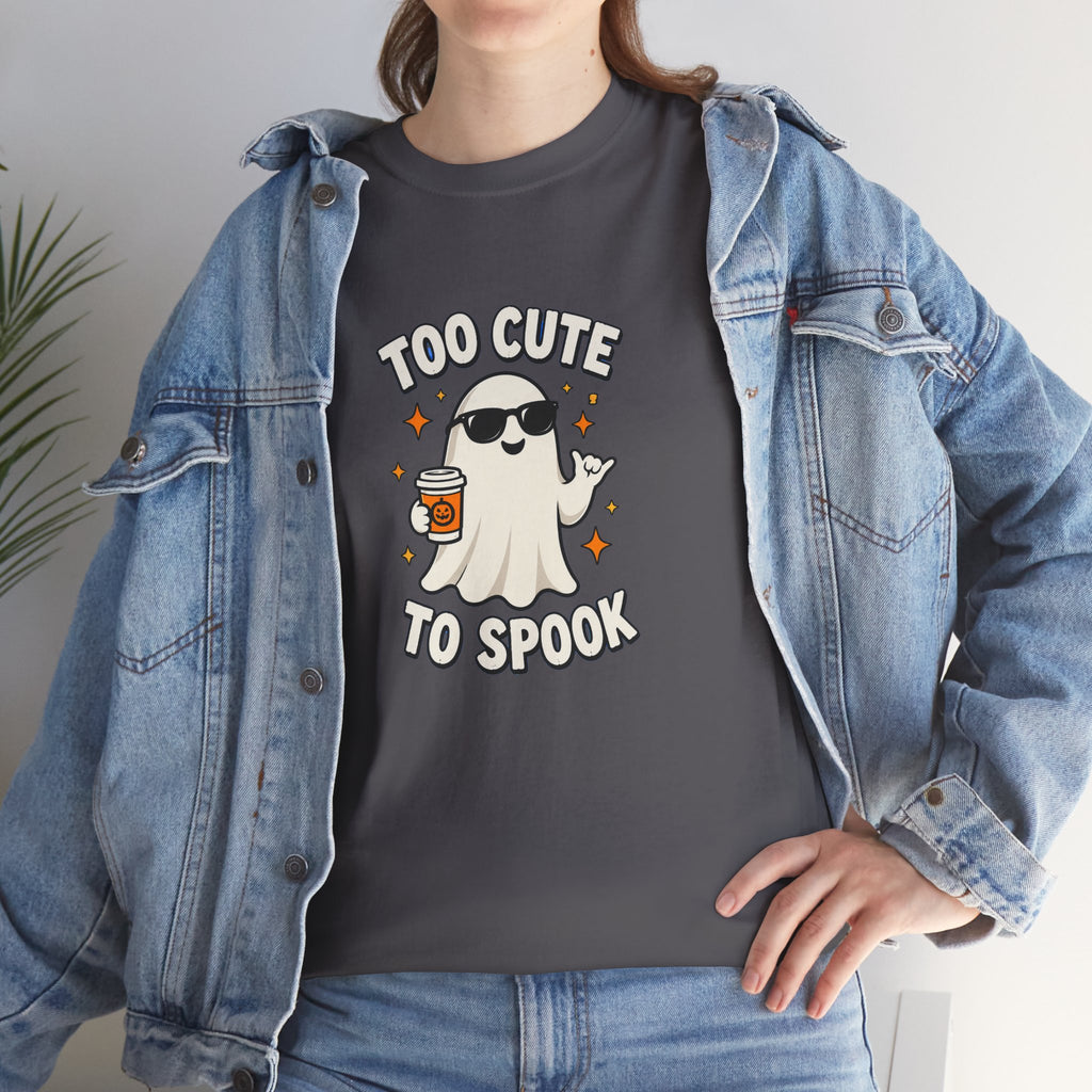 Too Cute To Spook Halloween Shirt – Ghost Coffee Cup Tee | Cute Fall Gift