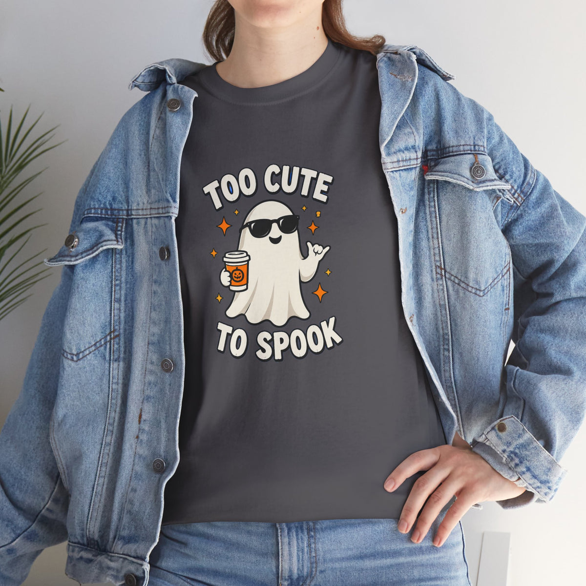 Too Cute To Spook Halloween Shirt – Ghost Coffee Cup Tee | Cute Fall Gift