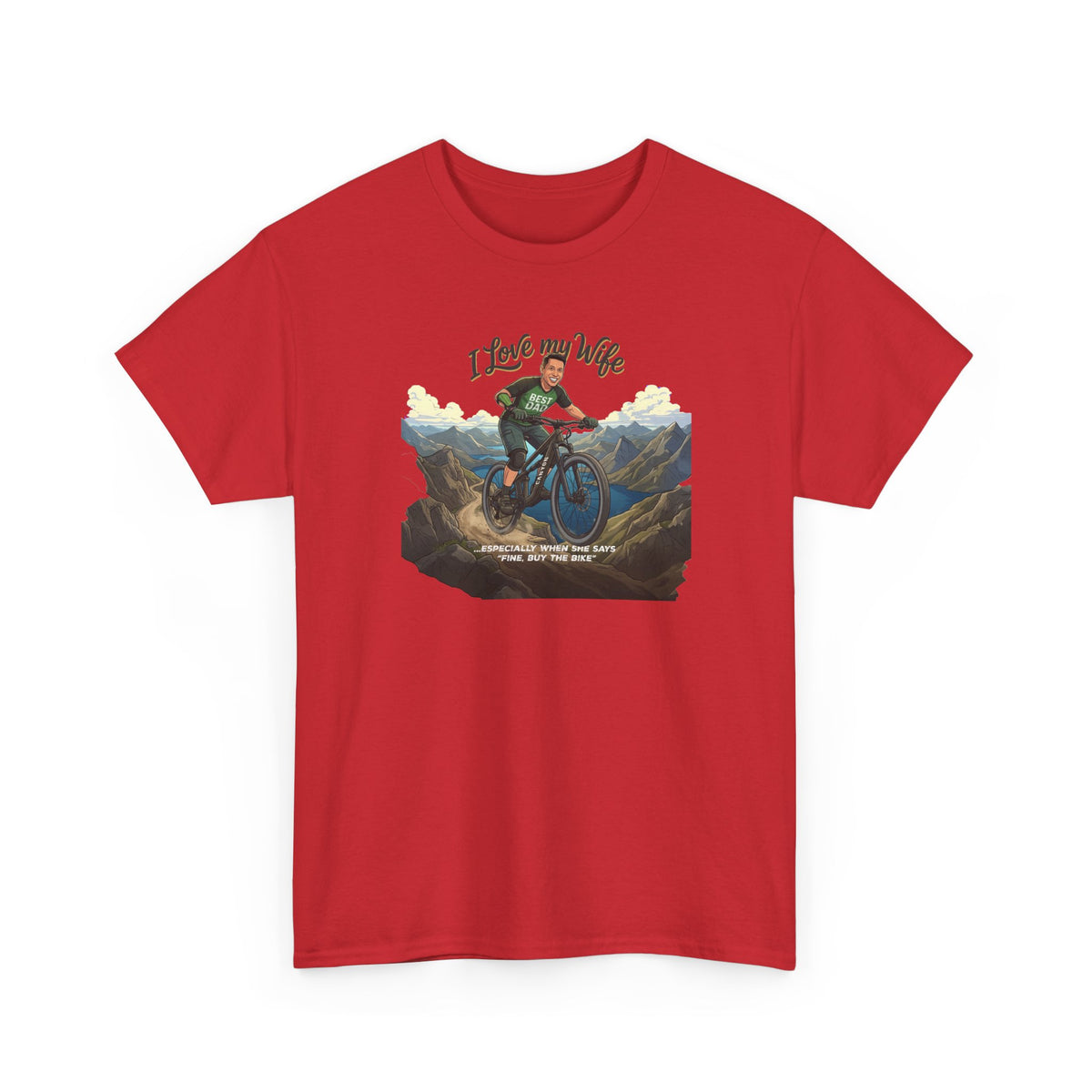 I Love My Wife Mountain Bike T-Shirt – Personalized - Funny MTB Husband Cycling Shirt Gift for Dad