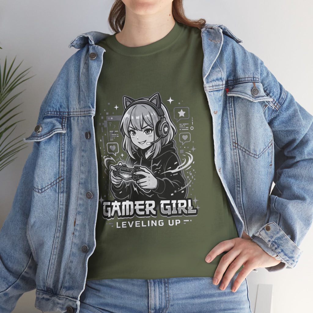 Gamer Girl Tee — 'Gamer Girl Leveling Up' Cute Anime Controller T‑Shirt