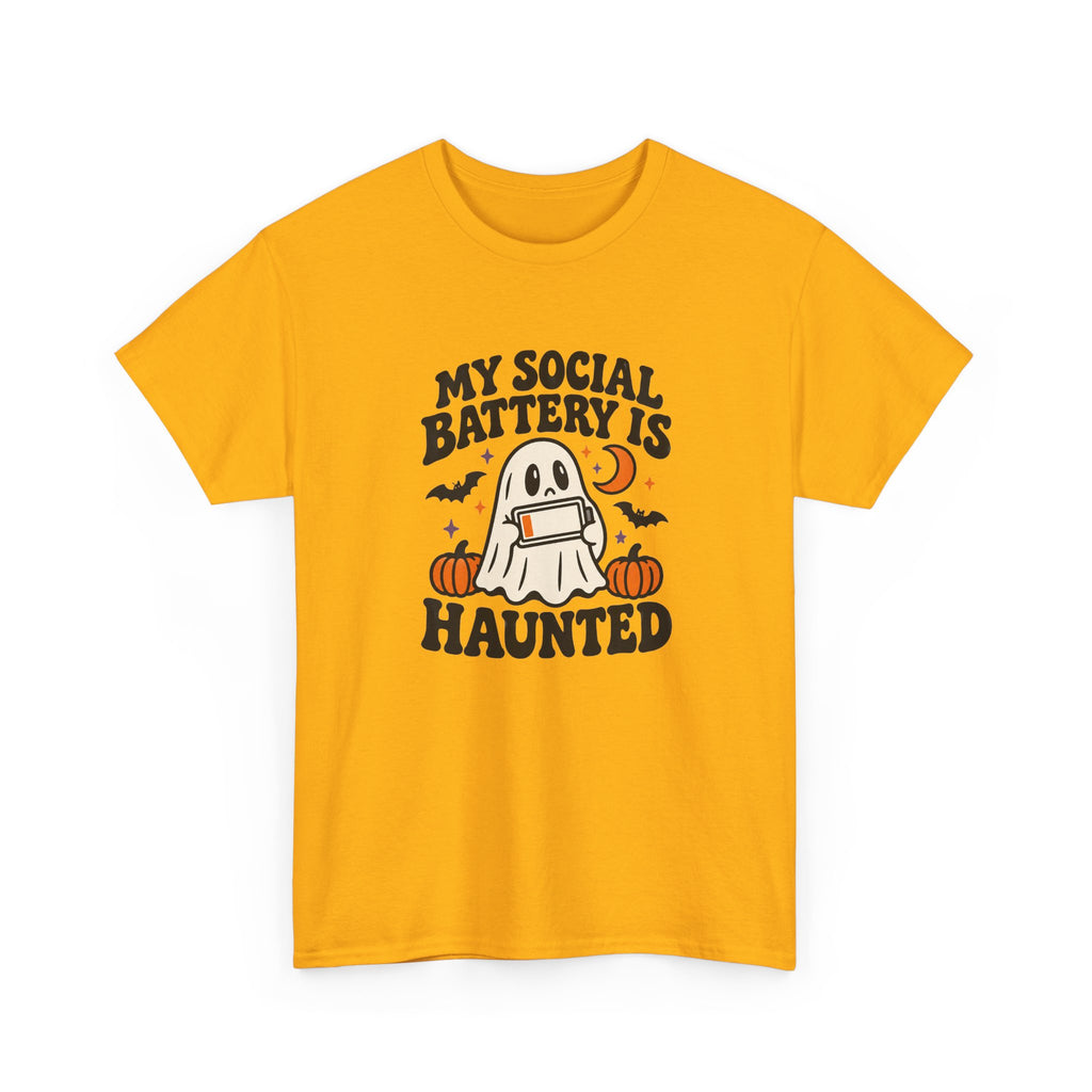 Funny Halloween T-Shirt - My Social Battery's Haunted Ghost Tee | Introvert Gift