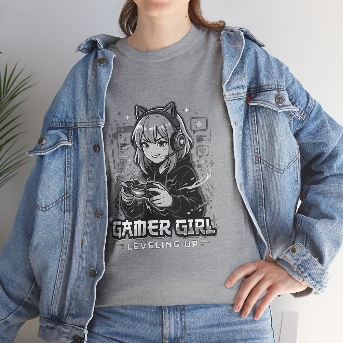 Gamer Girl Tee — 'Gamer Girl Leveling Up' Cute Anime Controller T‑Shirt