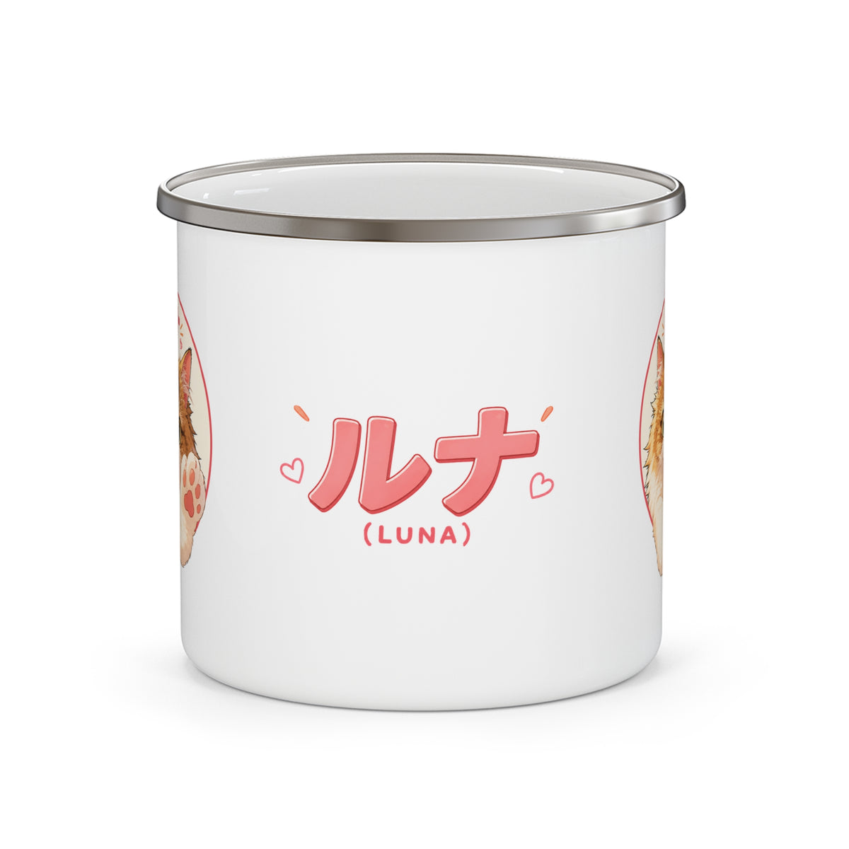 Luna Munchkin Cat Enamel Mug – Cute Cat Camping Cup | Luna Cat Merch
