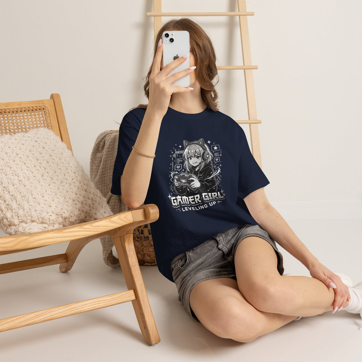 Gamer Girl Tee — 'Gamer Girl Leveling Up' Cute Anime Controller T‑Shirt