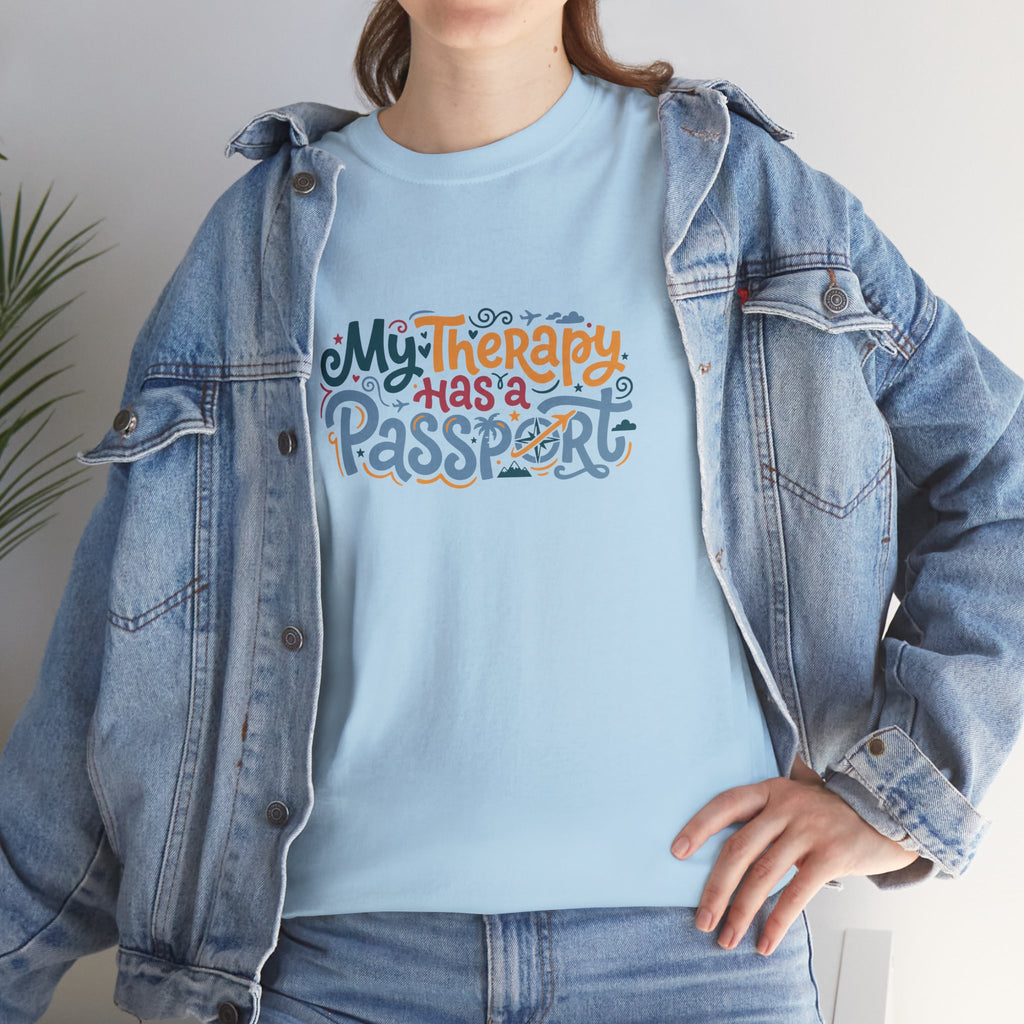 T-Shirt — "My Therapy Has a Passport" Travel Therapy Tee