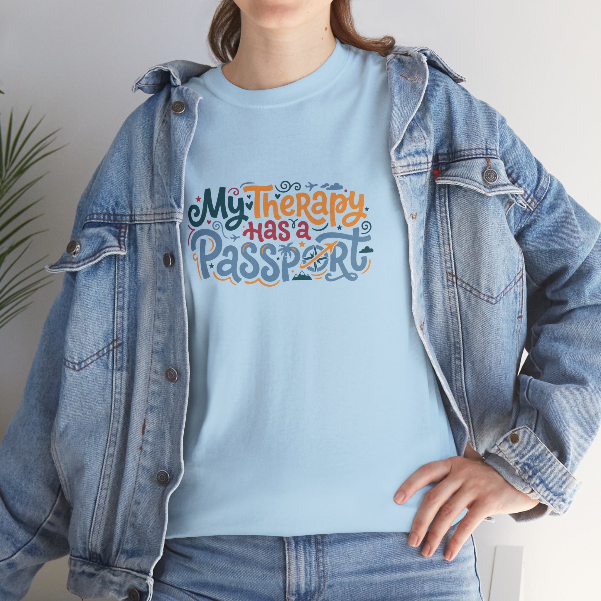 T-Shirt — "My Therapy Has a Passport" Travel Therapy Tee