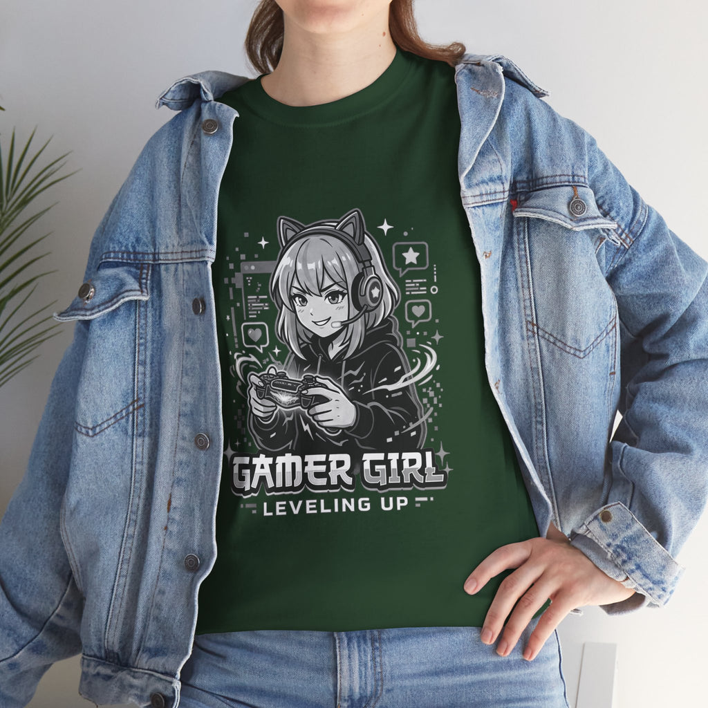 Gamer Girl Tee — 'Gamer Girl Leveling Up' Cute Anime Controller T‑Shirt