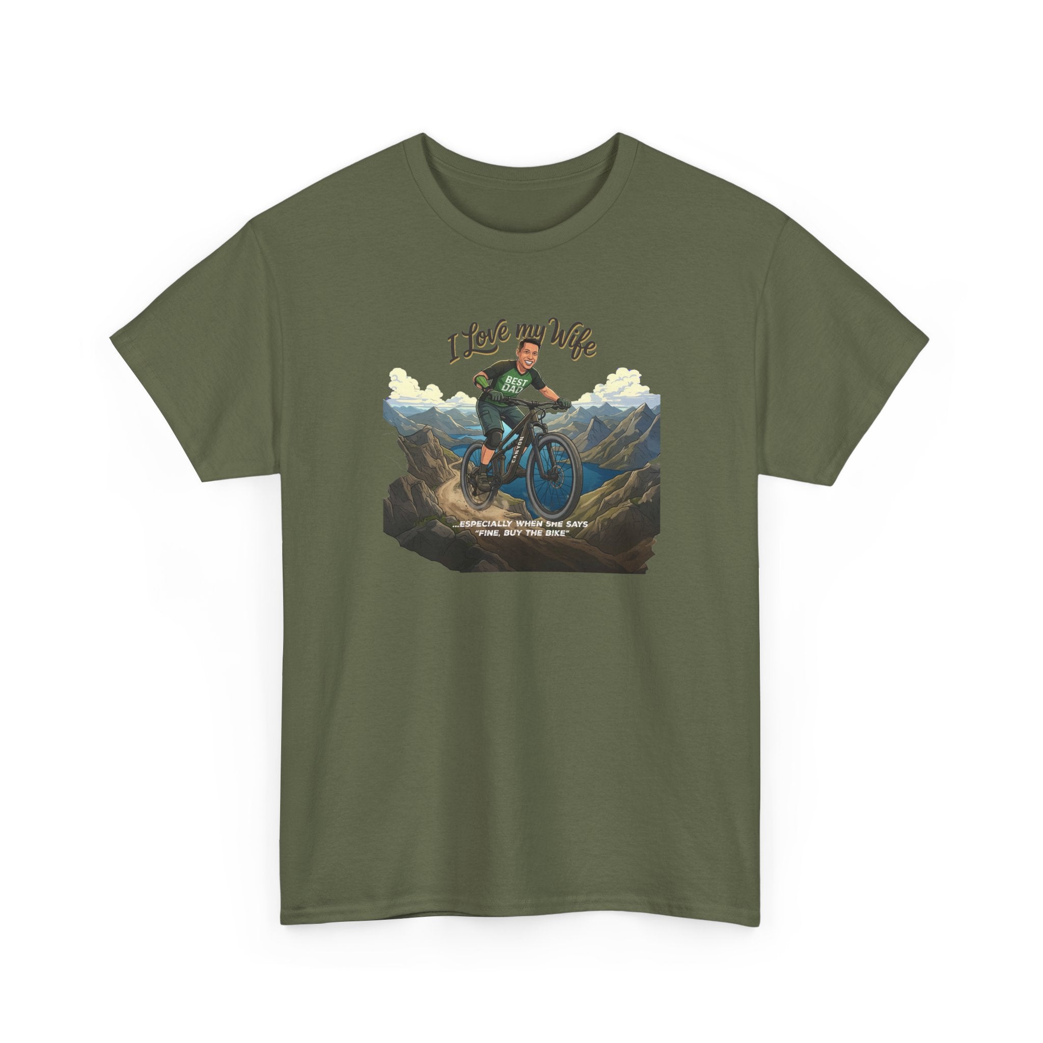 I Love My Wife Mountain Bike T-Shirt – Personalized - Funny MTB Husband Cycling Shirt Gift for Dad