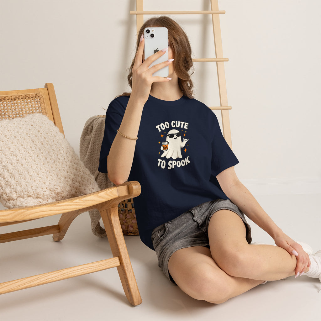 Too Cute To Spook Halloween Shirt – Ghost Coffee Cup Tee | Cute Fall Gift