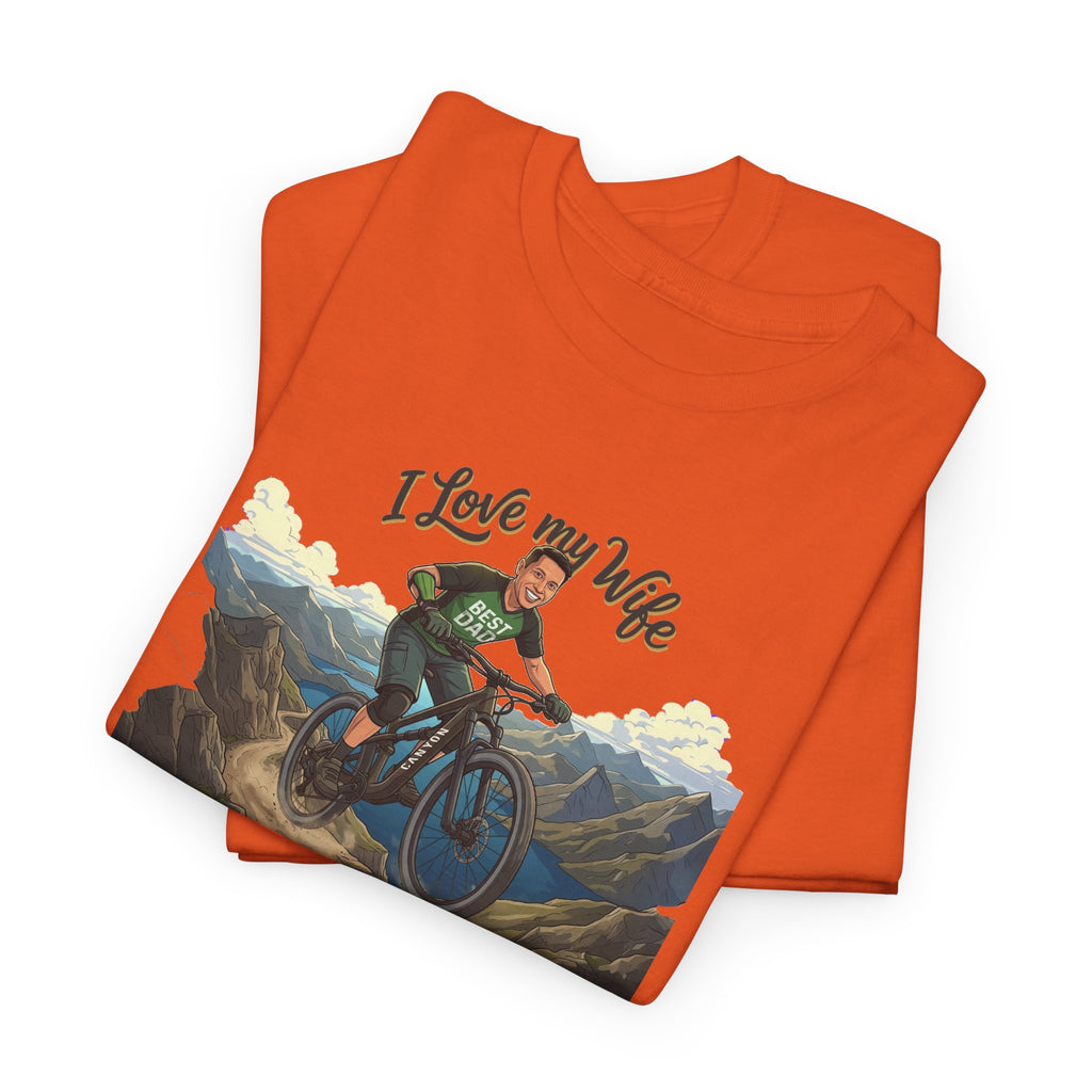 I Love My Wife Mountain Bike T-Shirt – Personalized - Funny MTB Husband Cycling Shirt Gift for Dad