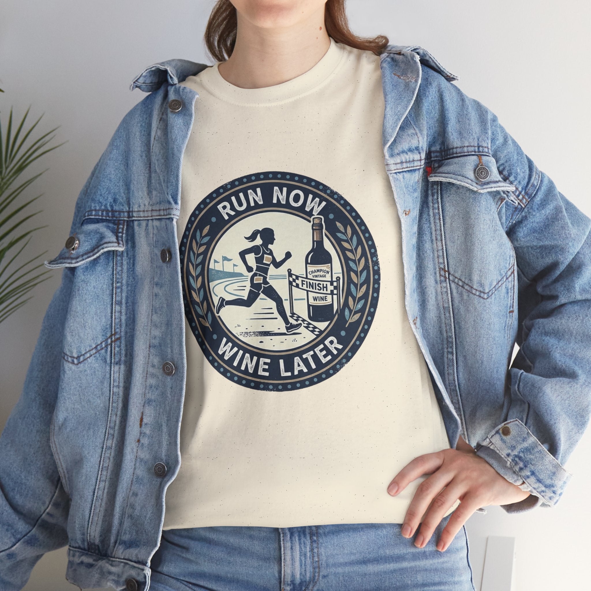 Run Now Wine Later T-Shirt — Funny Runner Wine Shirt for Runners & Wine Lovers
