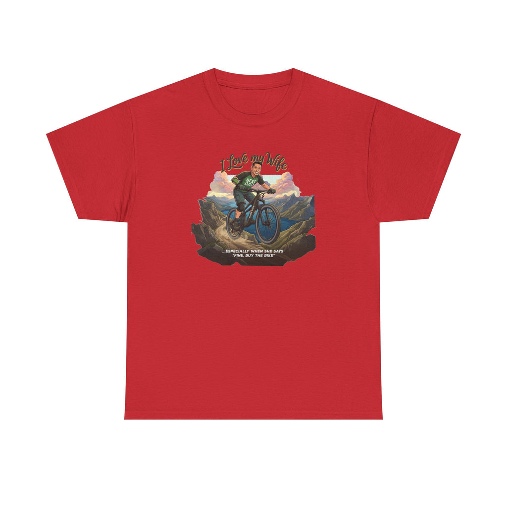 I Love My Wife Mountain Bike T-Shirt – Funny MTB Husband Cycling Shirt Gift for Dad