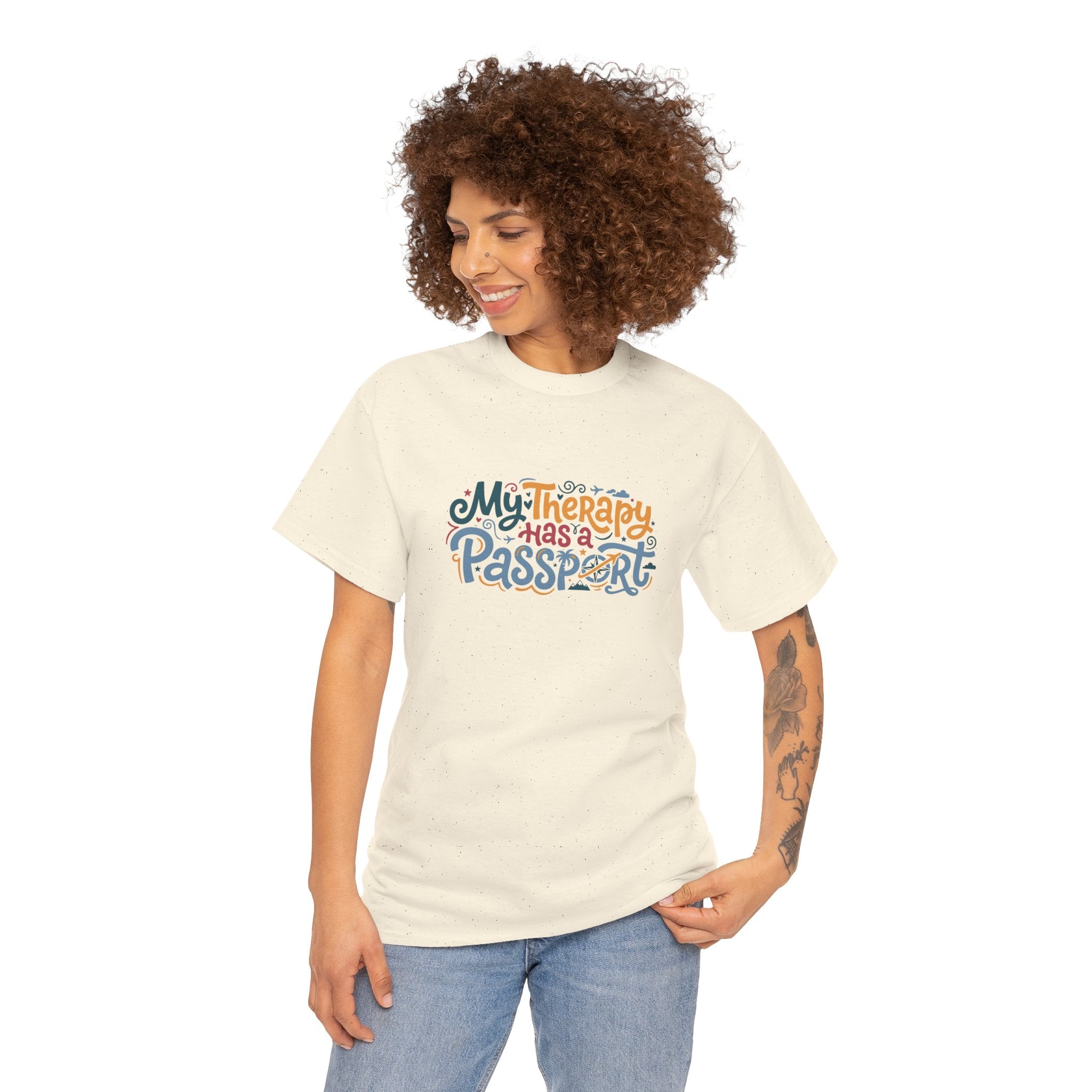 T-Shirt — "My Therapy Has a Passport" Travel Therapy Tee
