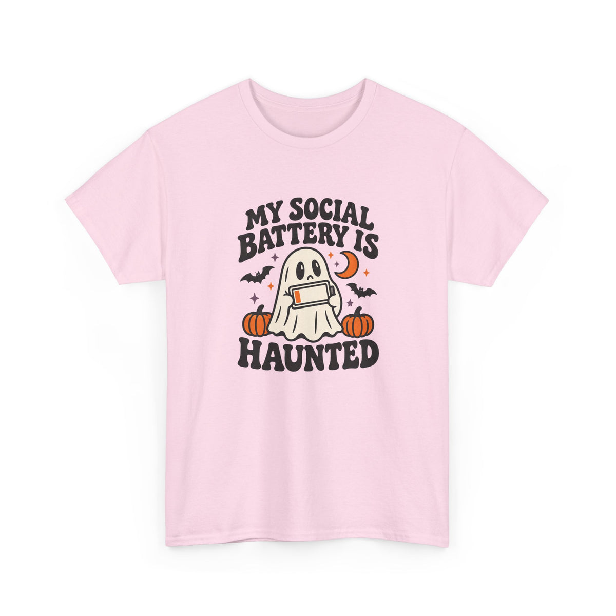 Funny Halloween T-Shirt - My Social Battery's Haunted Ghost Tee | Introvert Gift