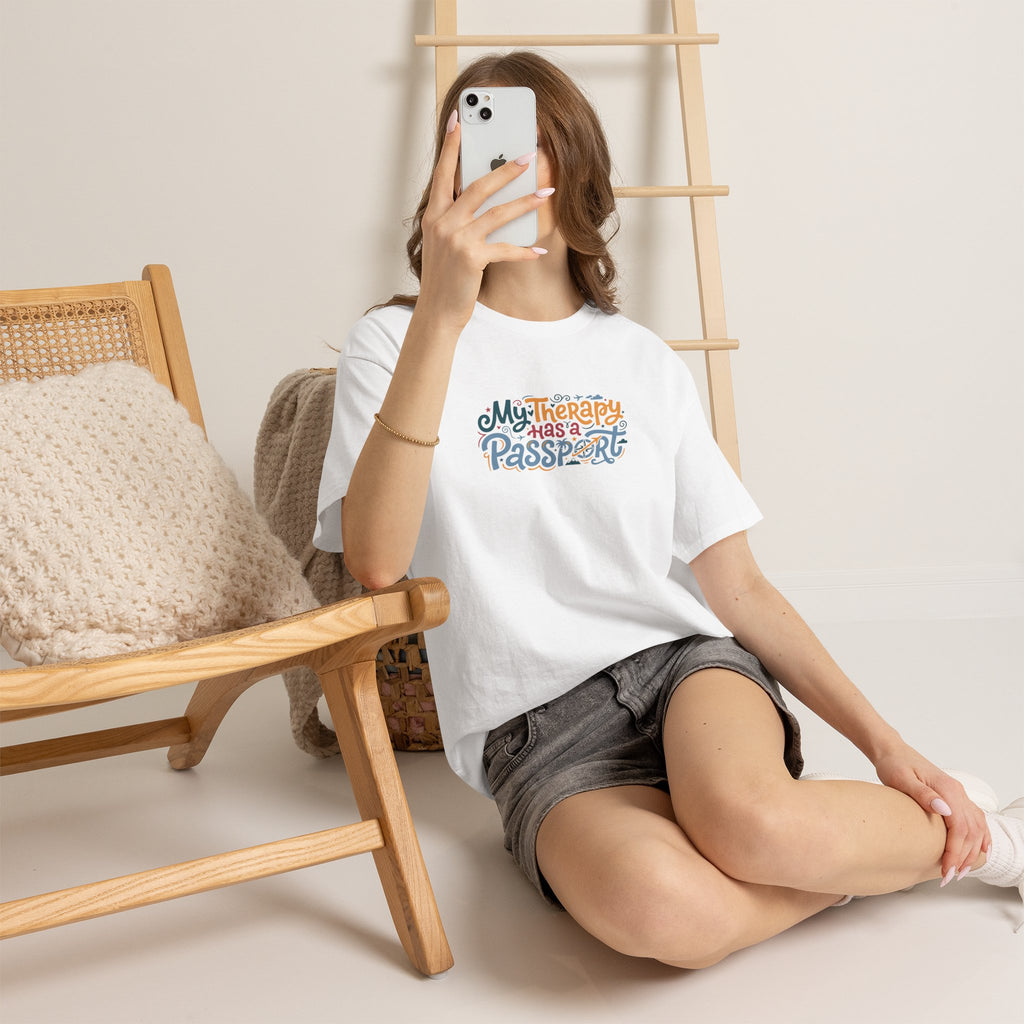 T-Shirt — "My Therapy Has a Passport" Travel Therapy Tee