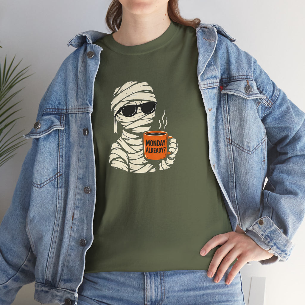 Mummy Halloween T-Shirt – Monday Already Coffee Tee | Funny Spooky Shirt