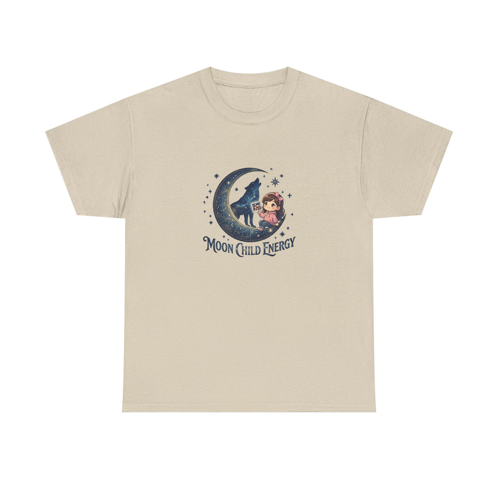 Moon Child Energy T-Shirt — Cute Wolf & Moon Graphic Tee