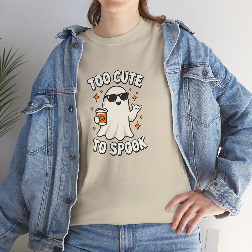 Too Cute To Spook Halloween Shirt – Ghost Coffee Cup Tee | Cute Fall Gift