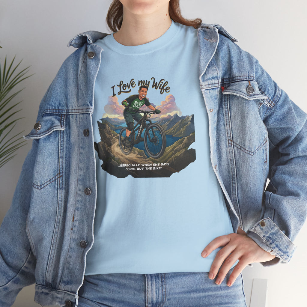 I Love My Wife Mountain Bike T-Shirt – Funny MTB Husband Cycling Shirt Gift for Dad