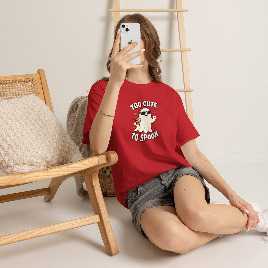 Too Cute To Spook Halloween Shirt – Ghost Coffee Cup Tee | Cute Fall Gift