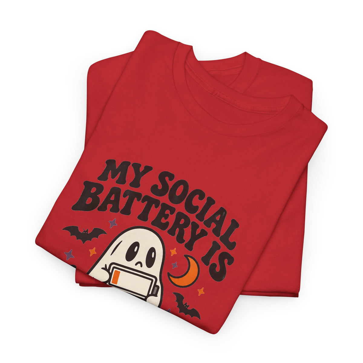 Funny Halloween T-Shirt - My Social Battery's Haunted Ghost Tee | Introvert Gift