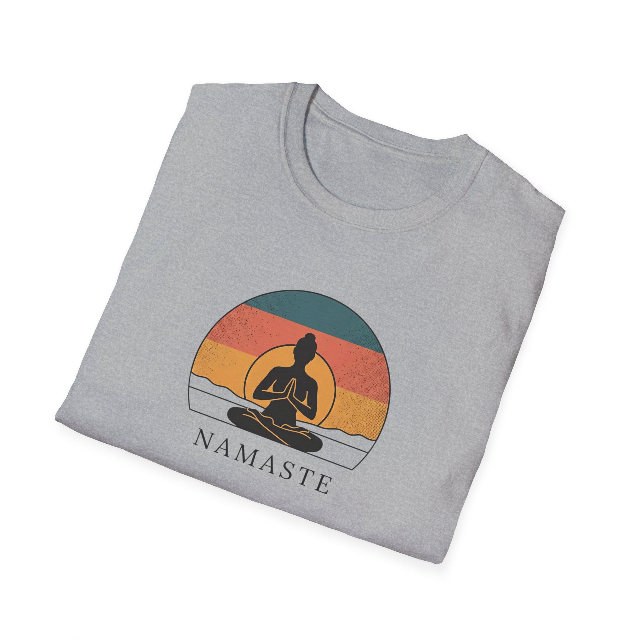 Namaste Yoga T-Shirt — Vintage Sunset Meditation Tee