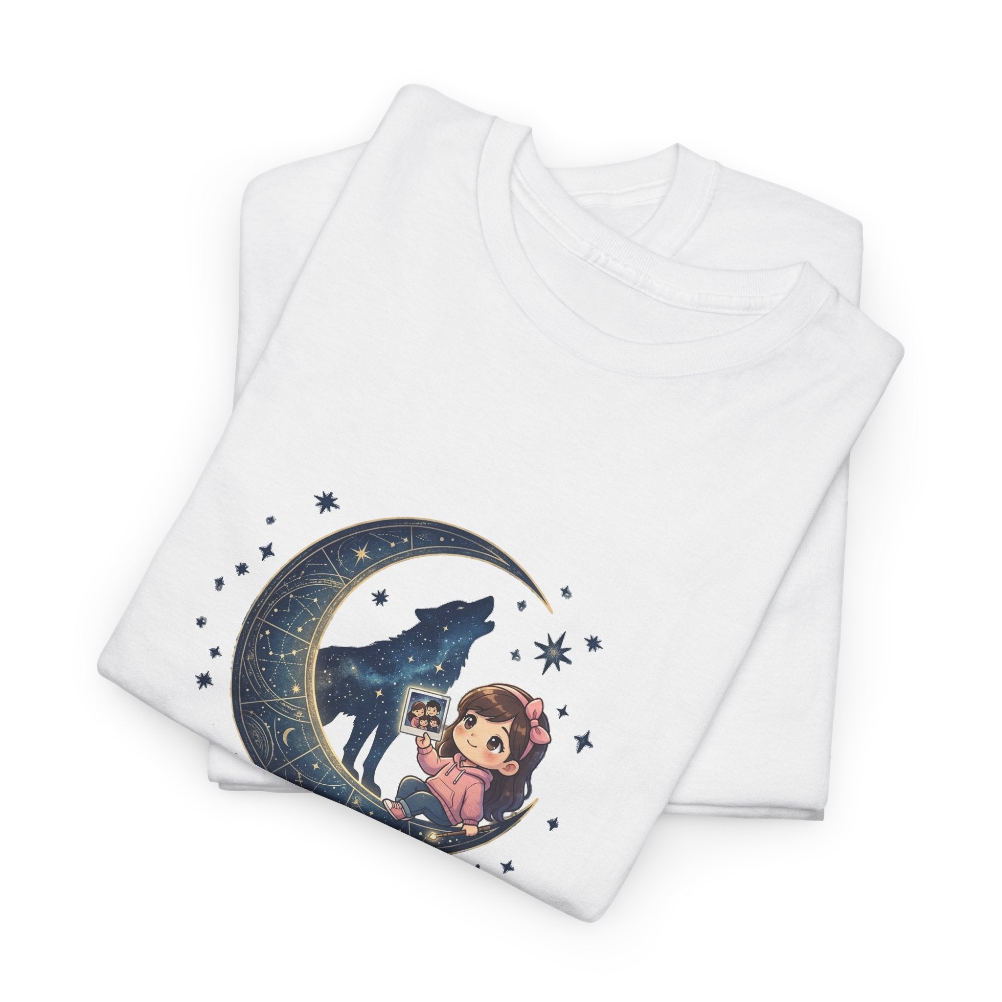 Moon Child Energy T-Shirt — Cute Wolf & Moon Graphic Tee