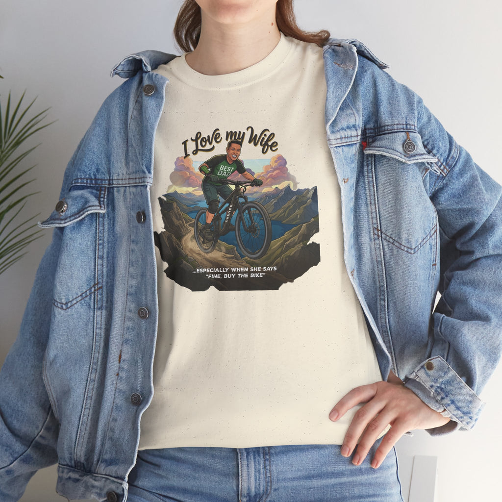 I Love My Wife Mountain Bike T-Shirt – Funny MTB Husband Cycling Shirt Gift for Dad