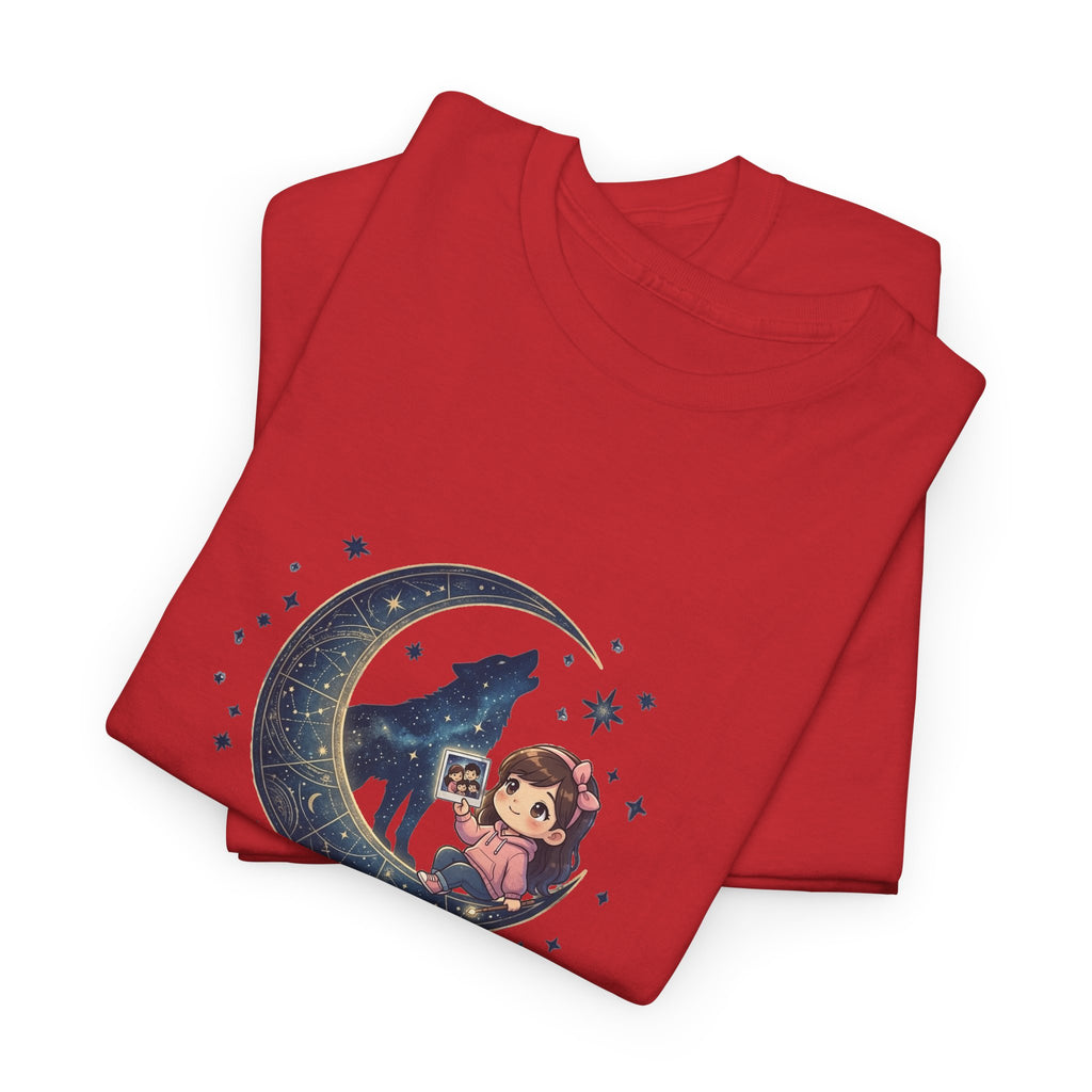 Moon Child Energy T-Shirt — Cute Wolf & Moon Graphic Tee