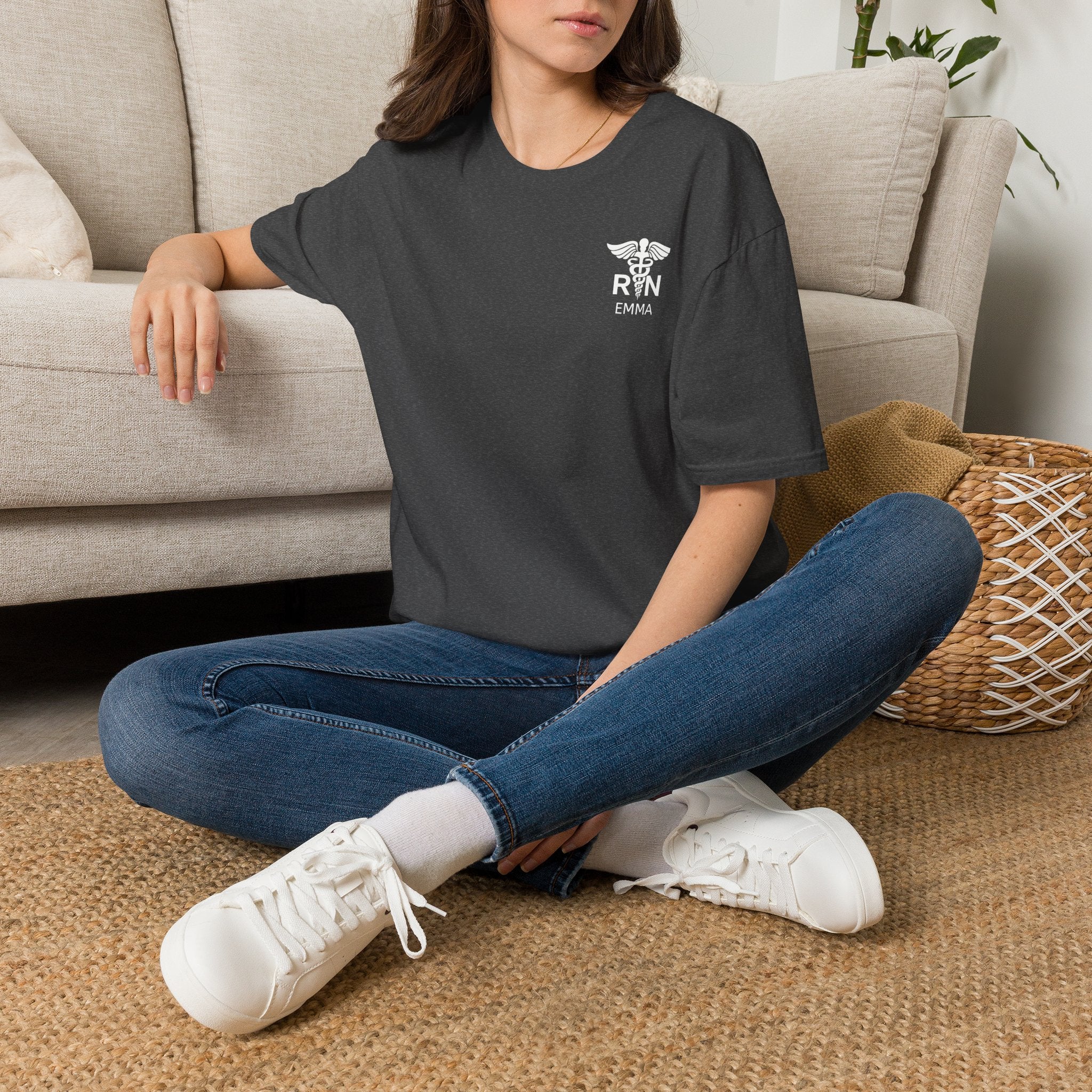 RN Nurse T‑Shirt — Personalized Caduceus Logo Tee with Name