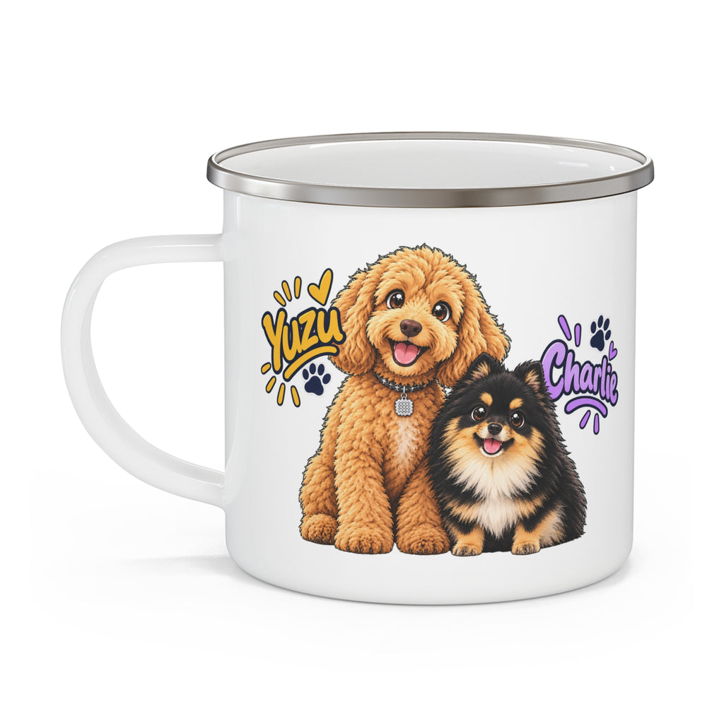 Personalized Pet Camping Mug - Custom Dog Photo & Name | 12oz Enamel Cup