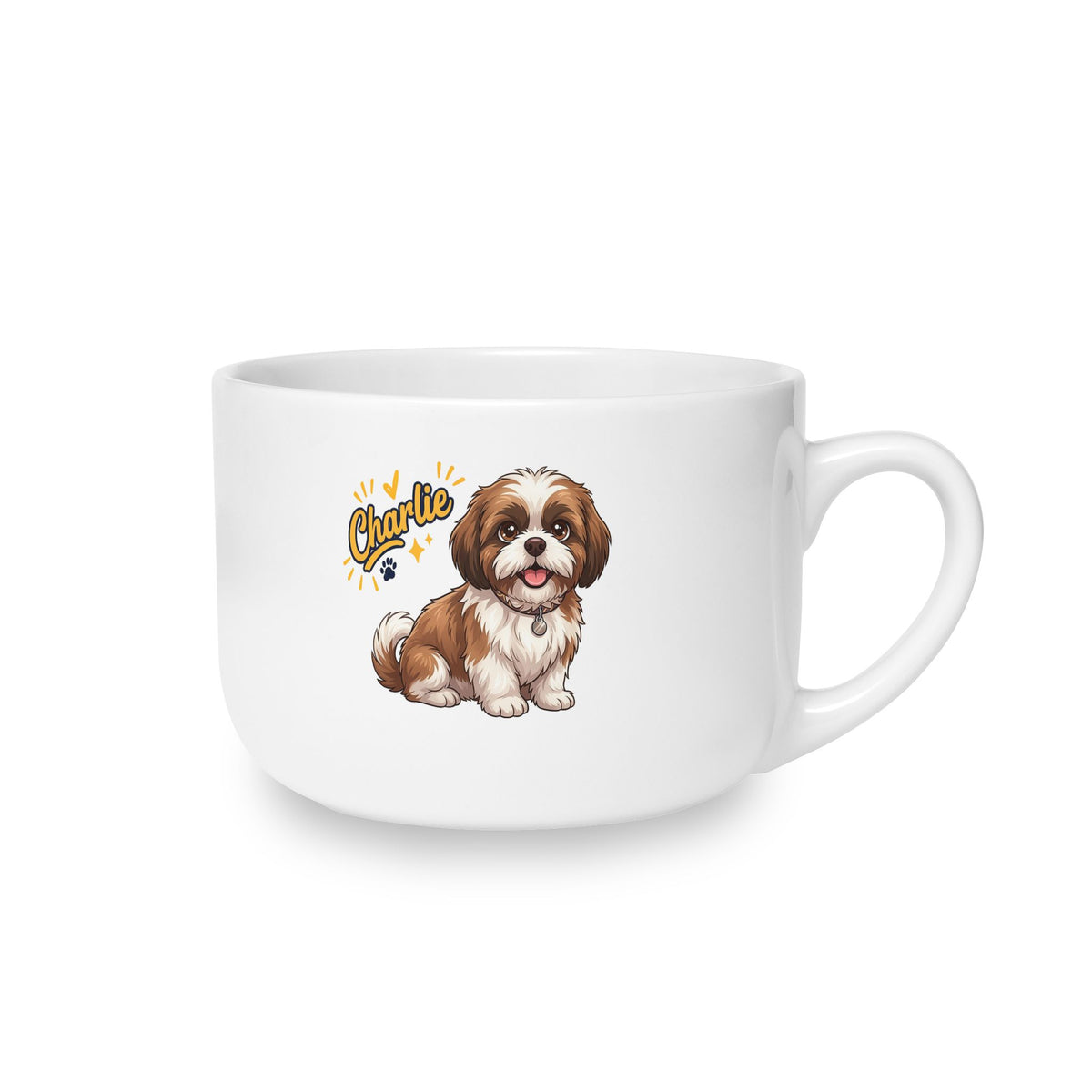Personalized Pet Mug - Custom Dog & Cat Illustration | 25oz Ceramic Latte Cup (1 or 2 pets)
