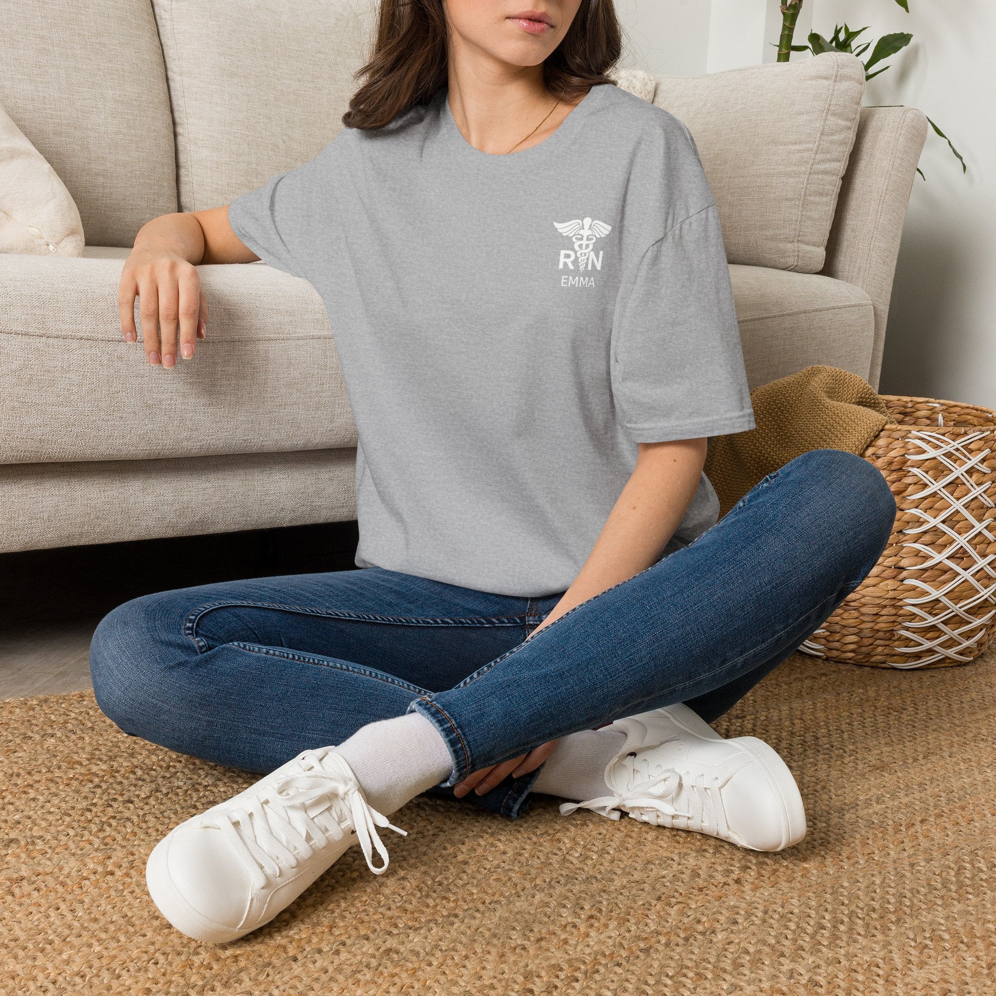 RN Nurse T‑Shirt — Personalized Caduceus Logo Tee with Name