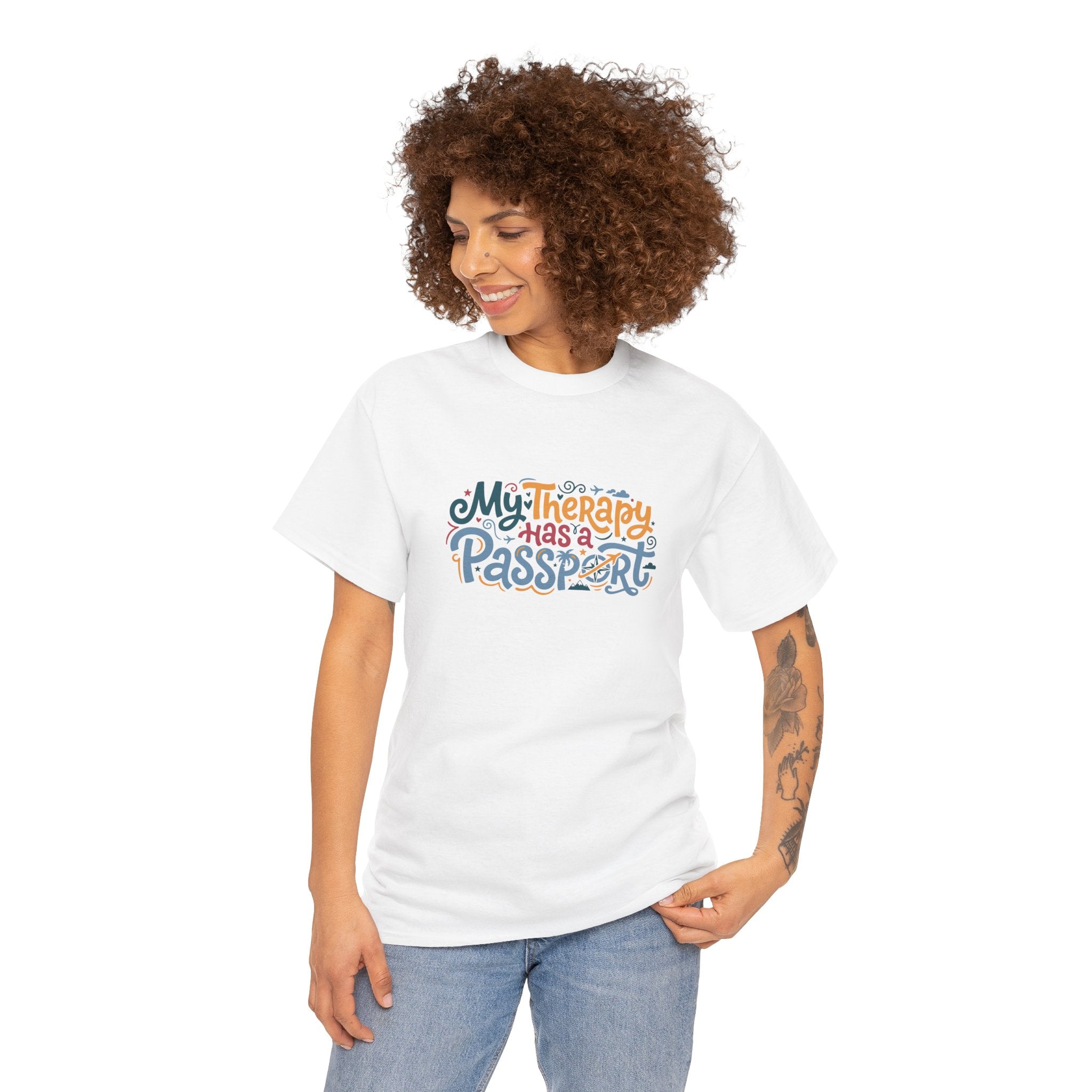 T-Shirt — "My Therapy Has a Passport" Travel Therapy Tee