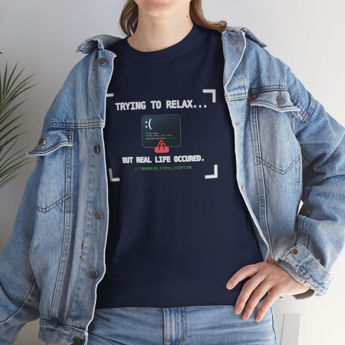 "Trying to Relax... But Real Life Occurred" Graphic Tee | Funny Software Engineer T-Shirt