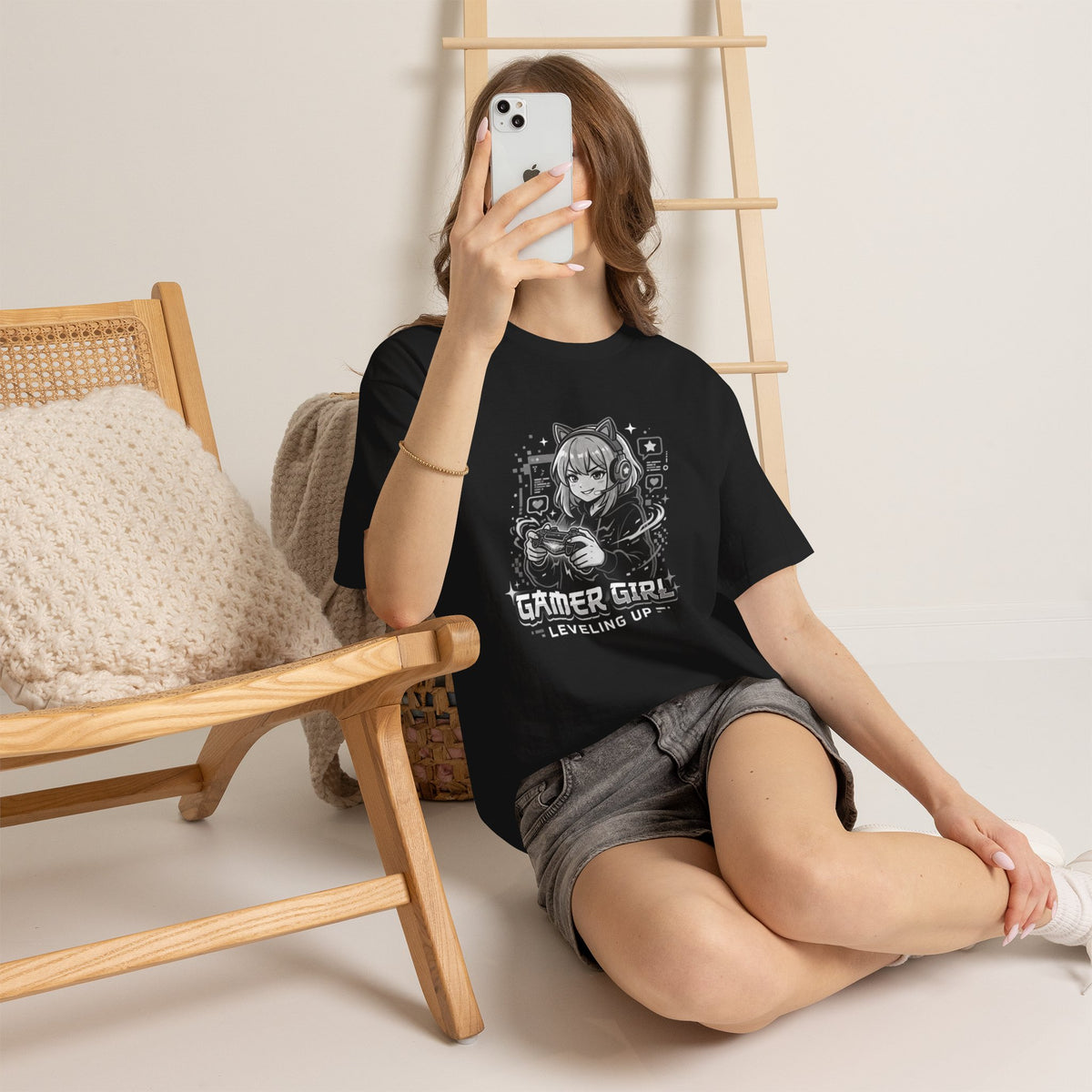 Gamer Girl Tee — 'Gamer Girl Leveling Up' Cute Anime Controller T‑Shirt
