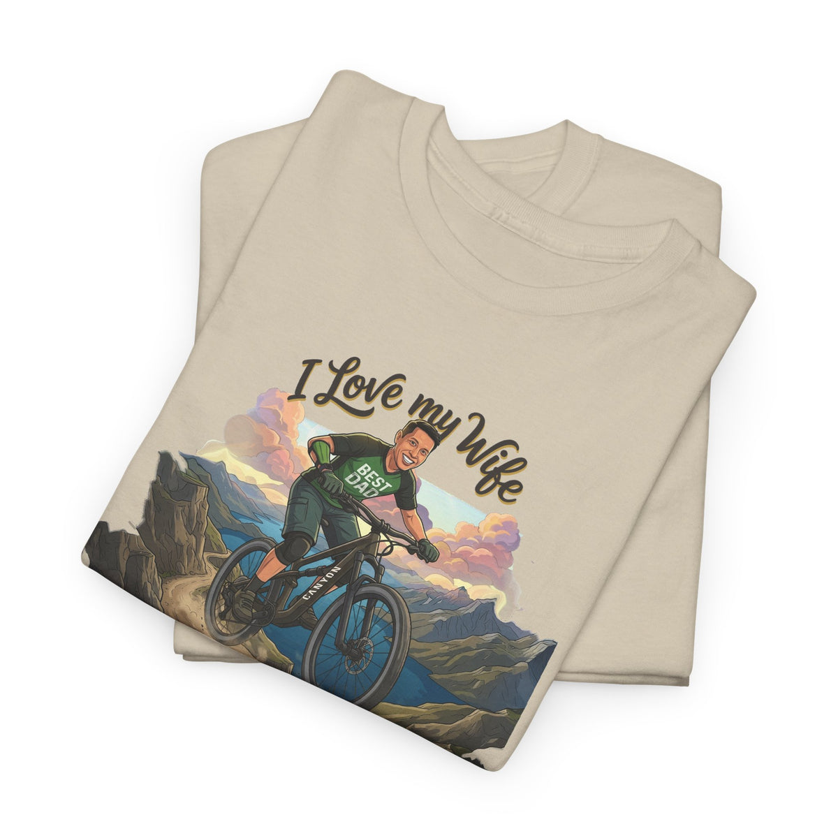 I Love My Wife Mountain Bike T-Shirt – Funny MTB Husband Cycling Shirt Gift for Dad