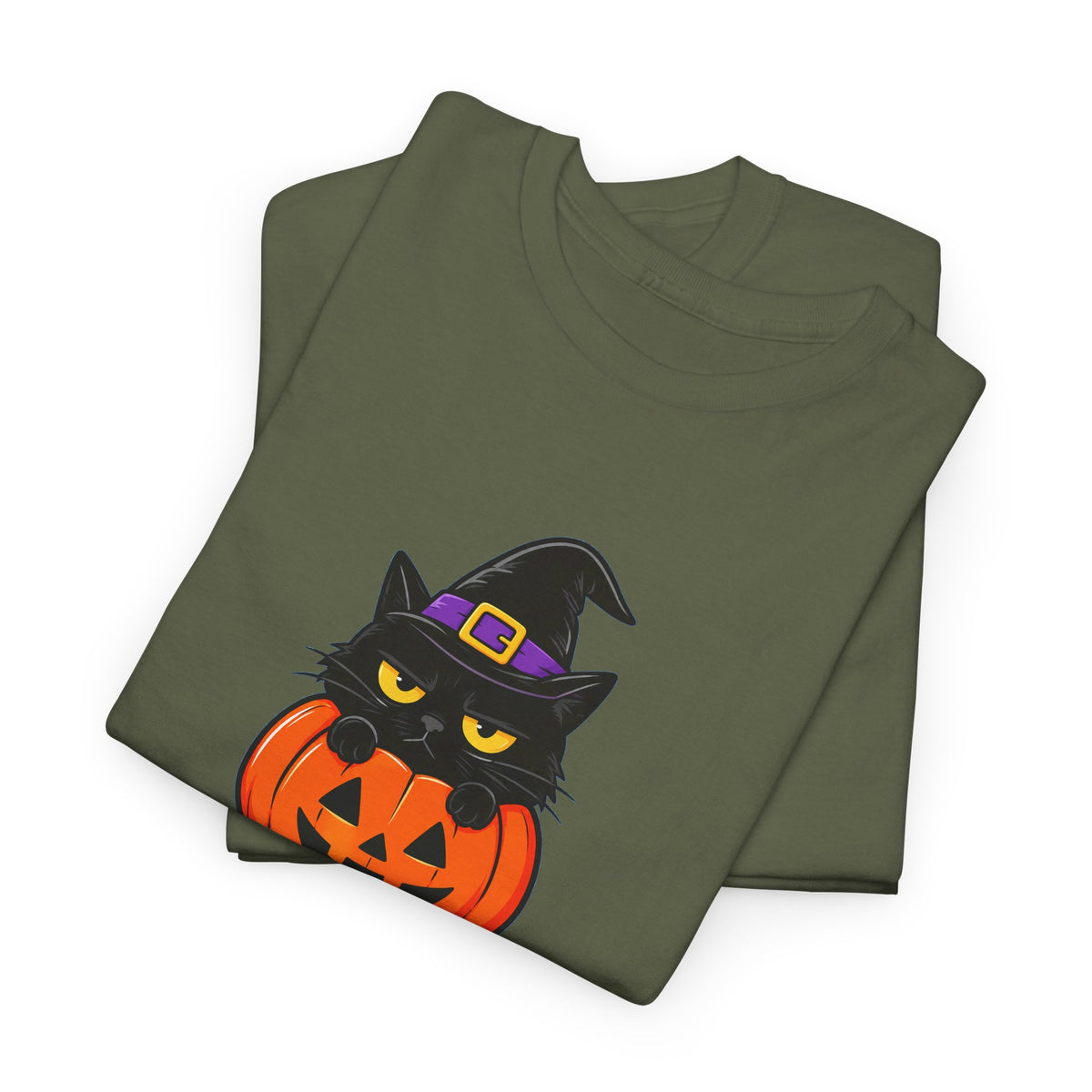 Halloween Cat T-Shirt – I’m Just Here For The Treats Pumpkin Witch Tee
