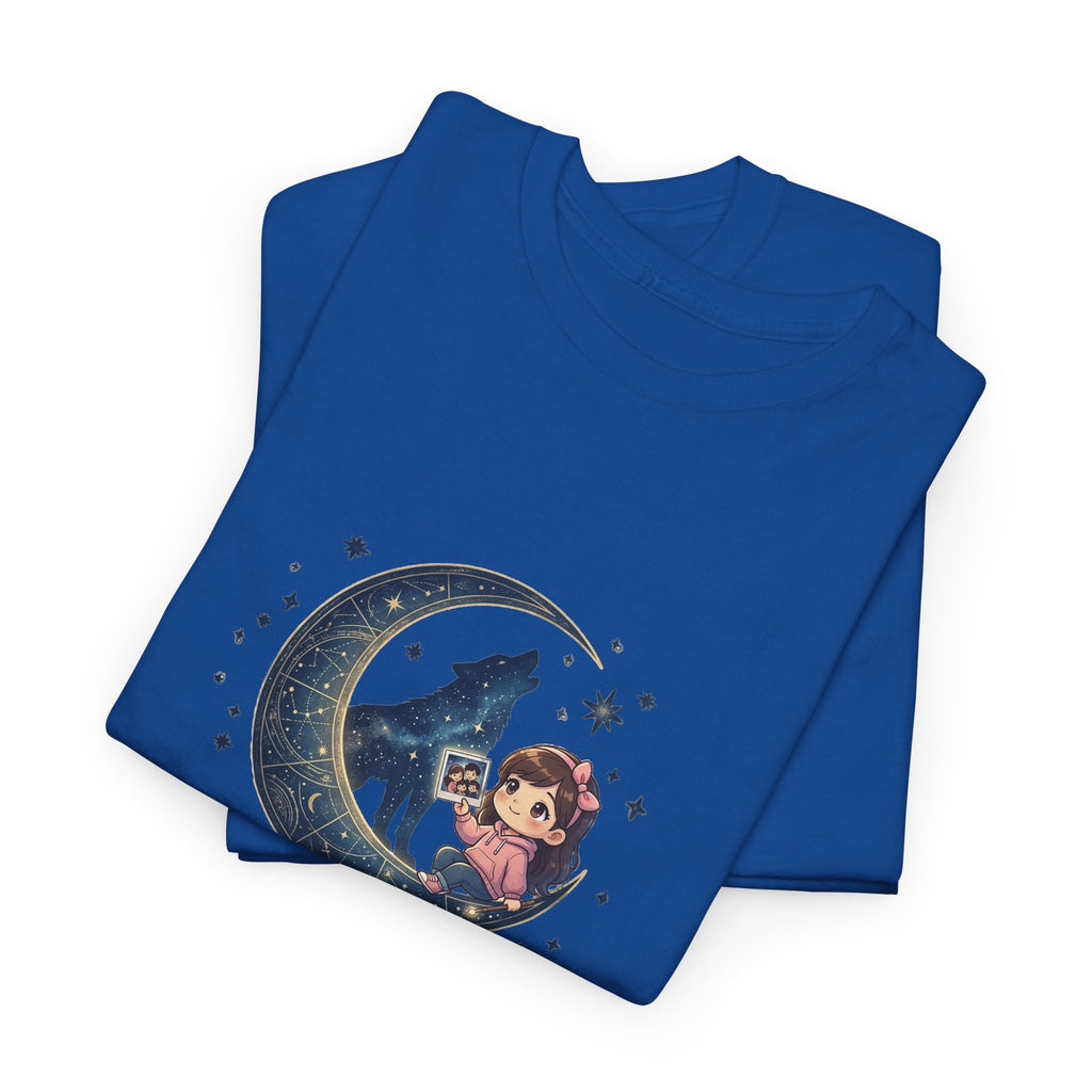 Moon Child Energy T-Shirt — Cute Wolf & Moon Graphic Tee