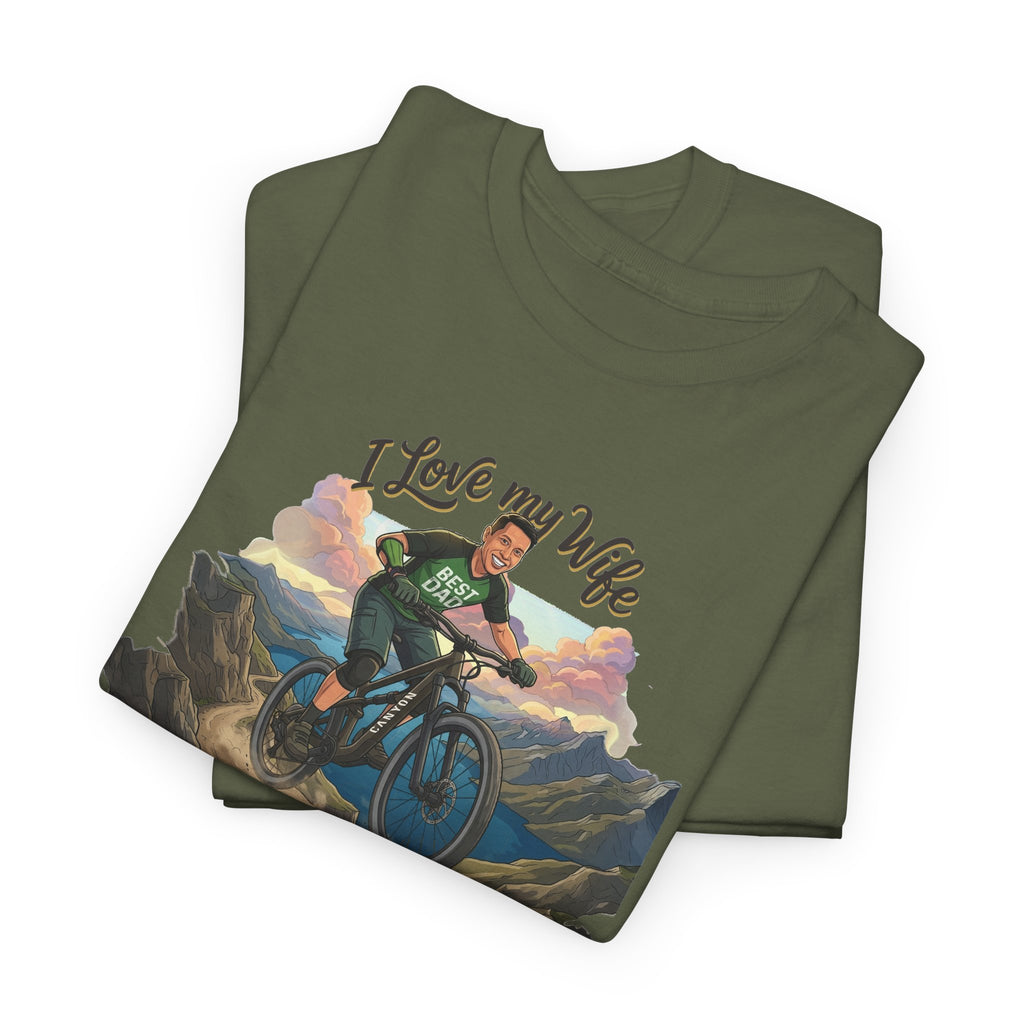 I Love My Wife Mountain Bike T-Shirt – Funny MTB Husband Cycling Shirt Gift for Dad