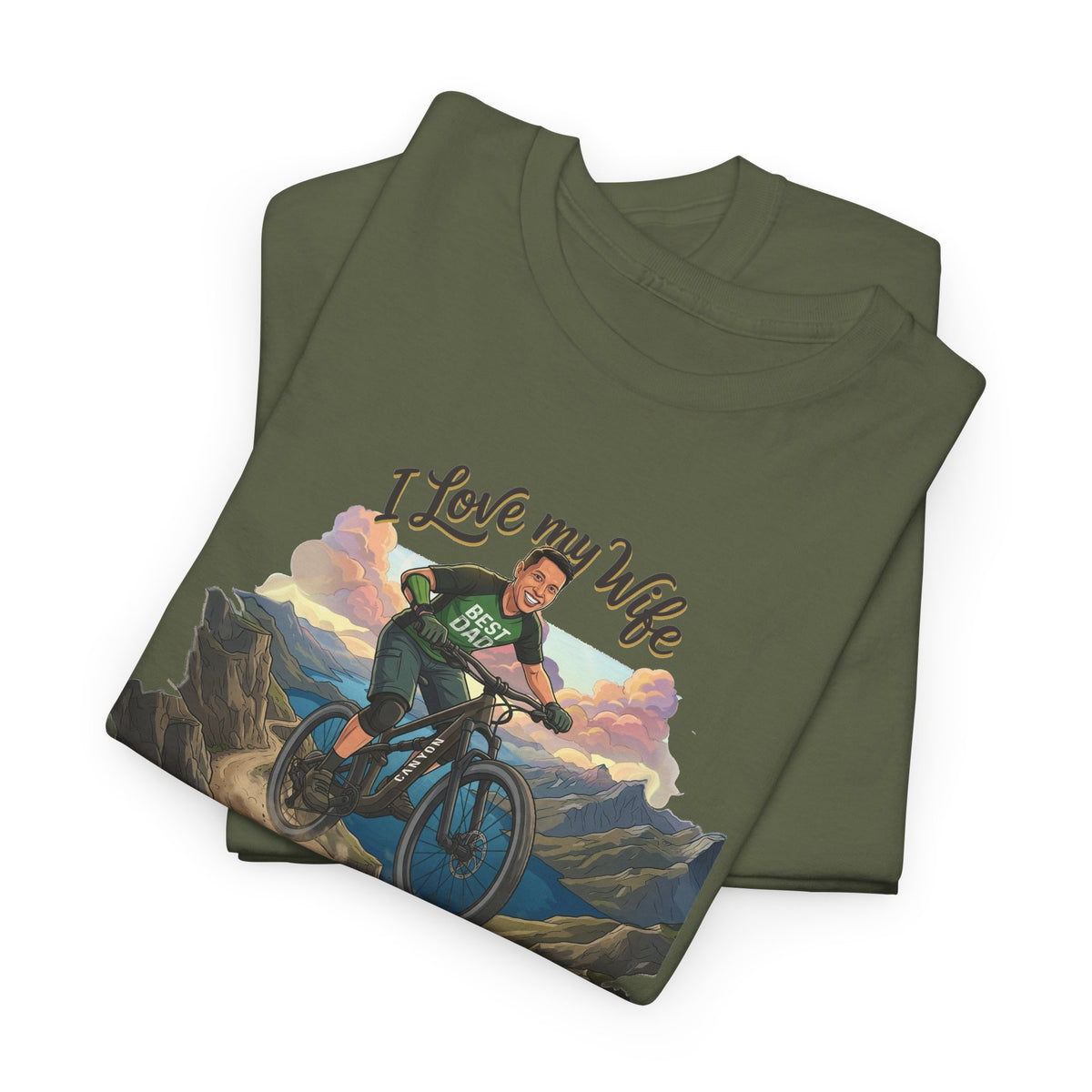 I Love My Wife Mountain Bike T-Shirt – Funny MTB Husband Cycling Shirt Gift for Dad