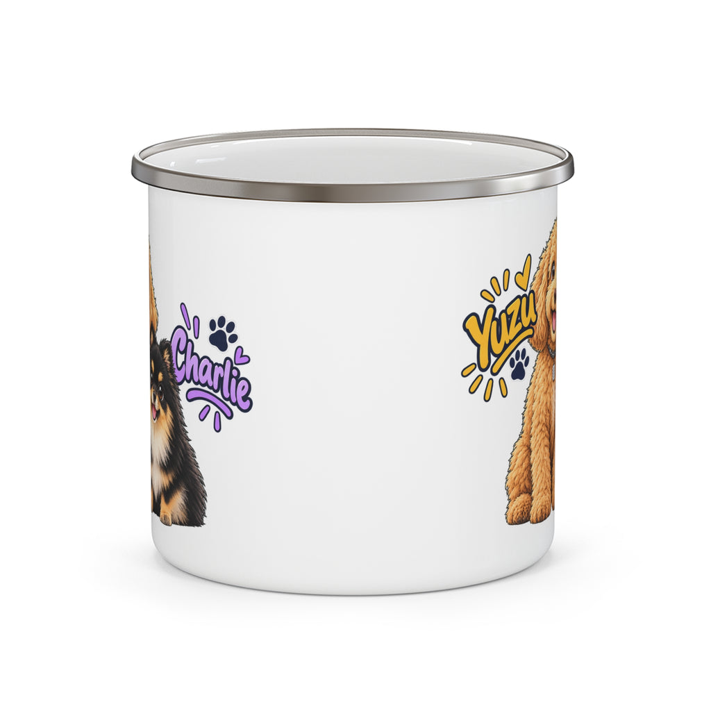 Personalized Pet Camping Mug - Custom Dog Photo & Name | 12oz Enamel Cup