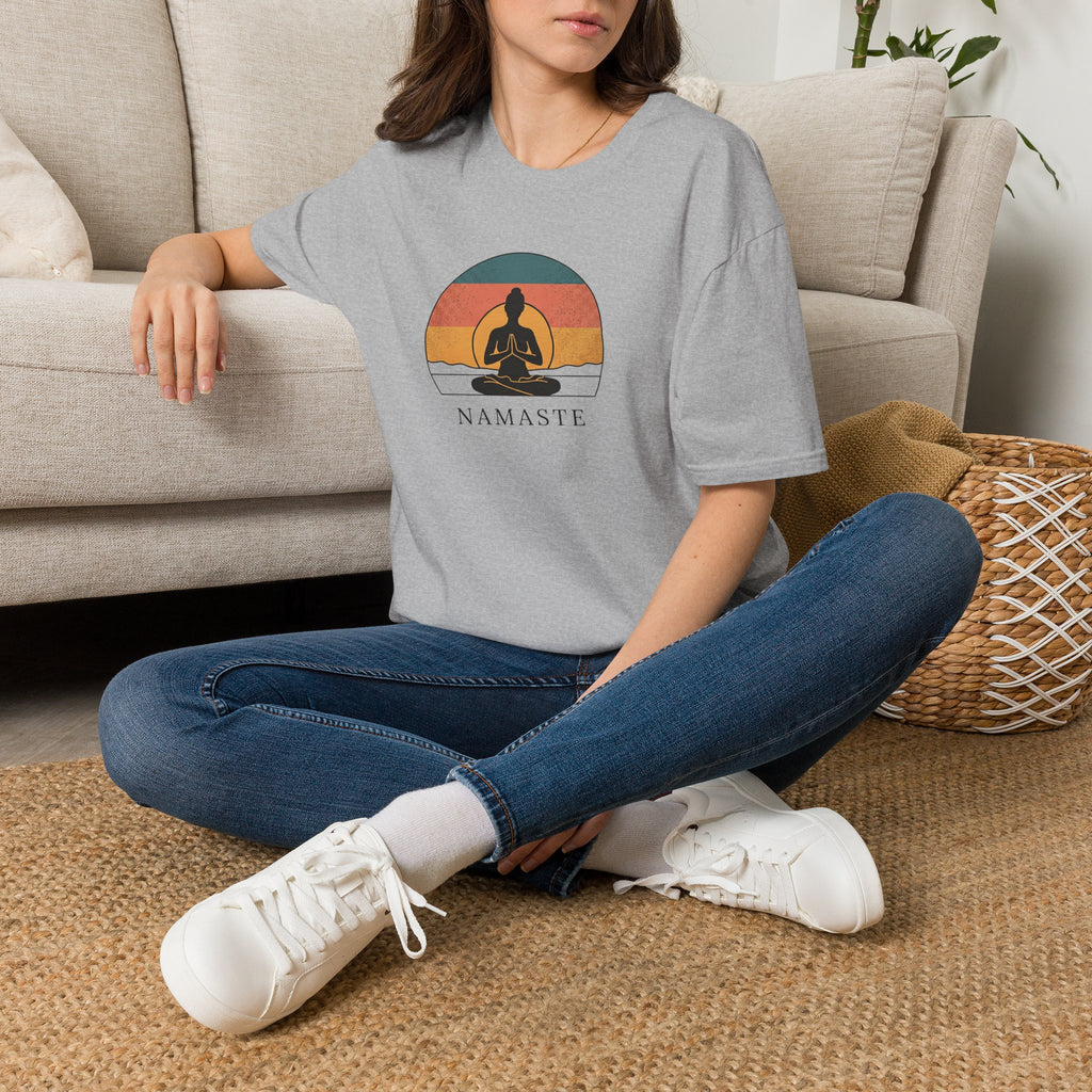 Namaste Yoga T-Shirt — Vintage Sunset Meditation Tee